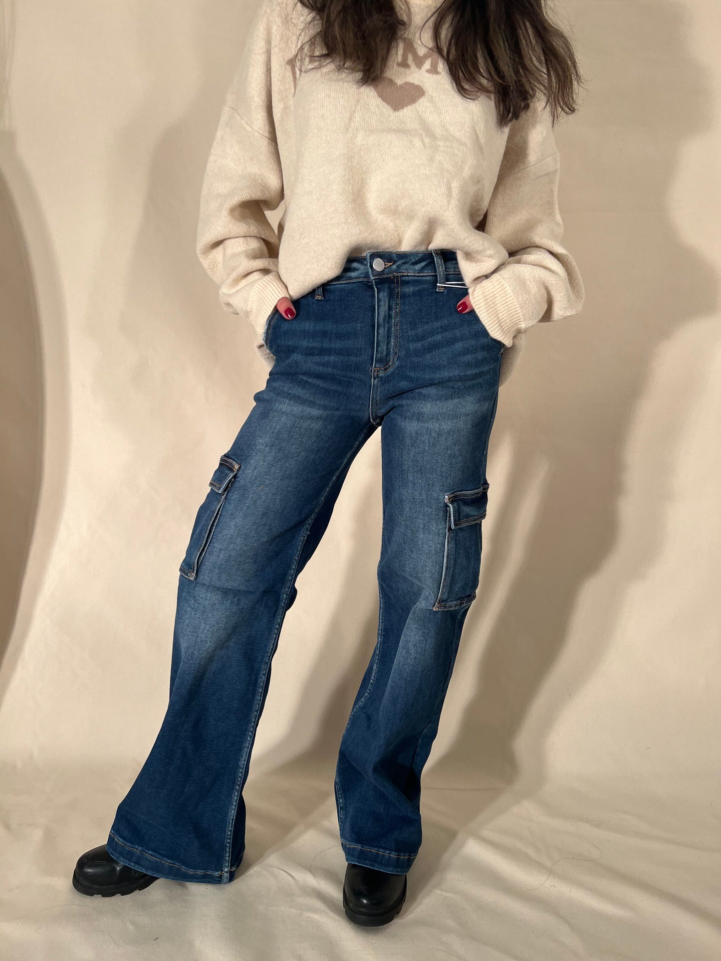 Gemma High Rise Cargo Jeans